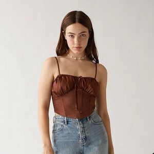 KENDALL & KYLIE XS PACSUN BROWN CORSET TOP